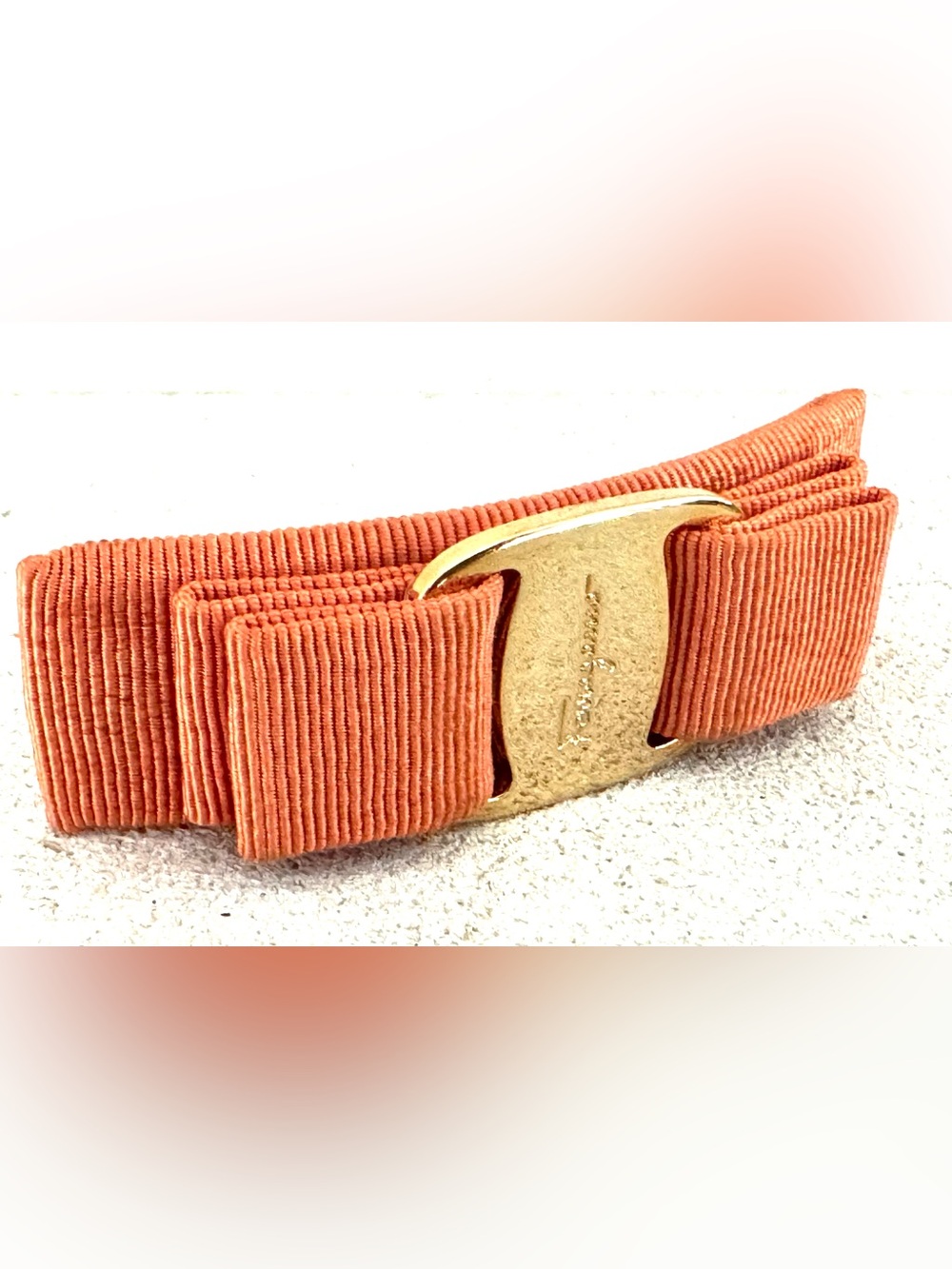 LOW START! — SSALVATORE FERRAGAMO Vara Bow Barrette Orange Ribbon Hair Clip - Picture 5 of 7